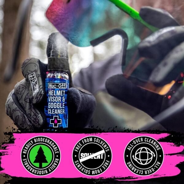 Muc-Off Helmet, Visor And Goggle Cleaner, 32ml - Visor Cleaner and Glasses Cleaner - Use on Cycling Glasses, Motorcycle Helmet, Motocross Goggles
