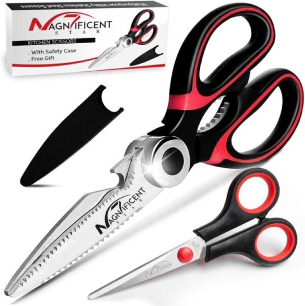 Magnificent Kitchen Scissor, Heavy Duty Scissors For Kitchen Use With Safety Cover & Extra Gift, Soft Grip & Multi-Functional Utility Scissors,...