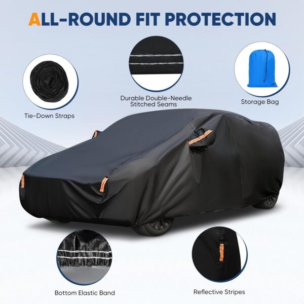 Car Cover Waterproof Premium Full Car Cover Outdoor Indoor Car Cover with Cotton,All Weather Rain Snow UV Dust Protection Hail Protector for Automobiles,Fit...