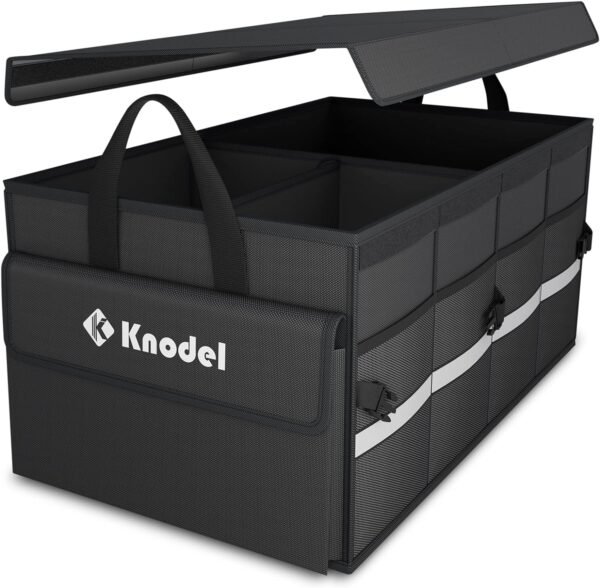 Knodel Car Boot Organiser with Foldable Cover, Car Boot Organiser Storage, Large Boot tidy for Car, Car Boot Storage Box and Bag, Boot Organiser for Small...