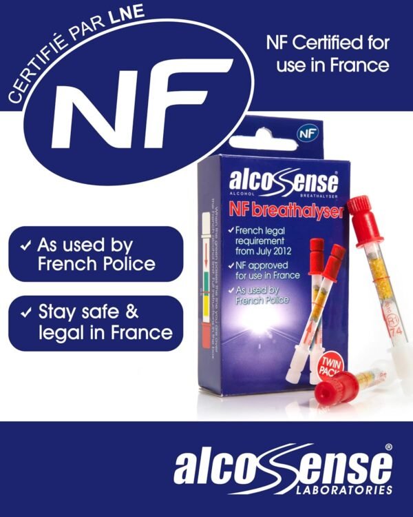 AlcoSense French NF Certified Breathalyzers for France & European Travel - Certified by National Laboratory of France - Breathalyser Twin Pack - NF...